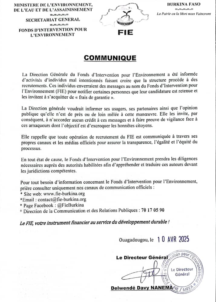 communique denonciation